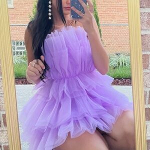 Lavender Tulle Homecoming Party Dress